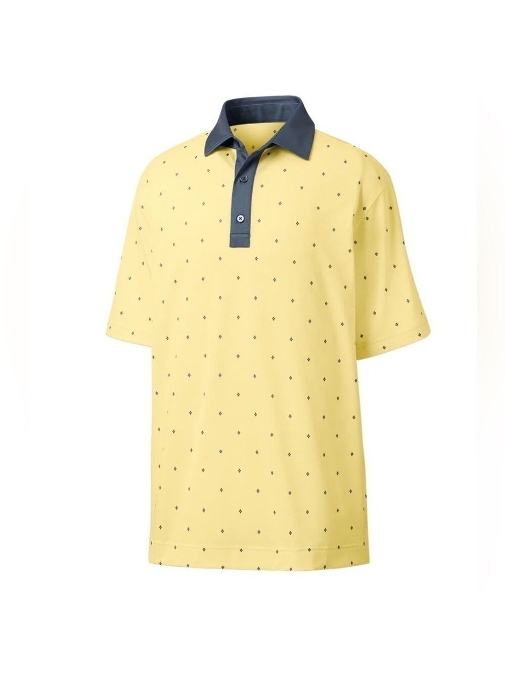 FOOTJOY  Yellow Birdseye Argyle Print Golf Polo Shirt men’s large